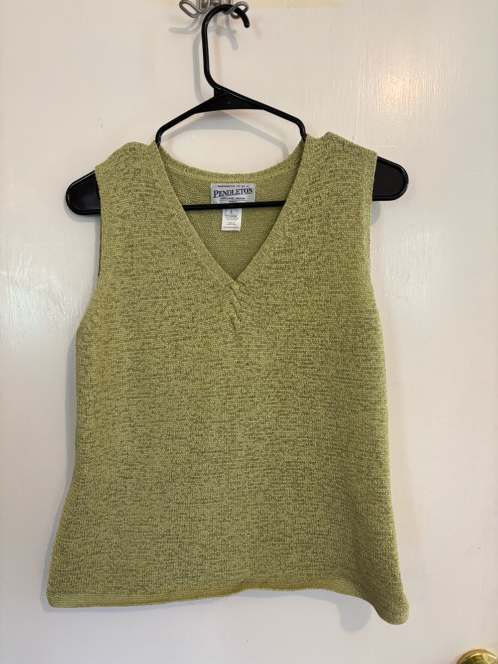 Vintage Pendleton Light Olive Knit V-Neck Vest